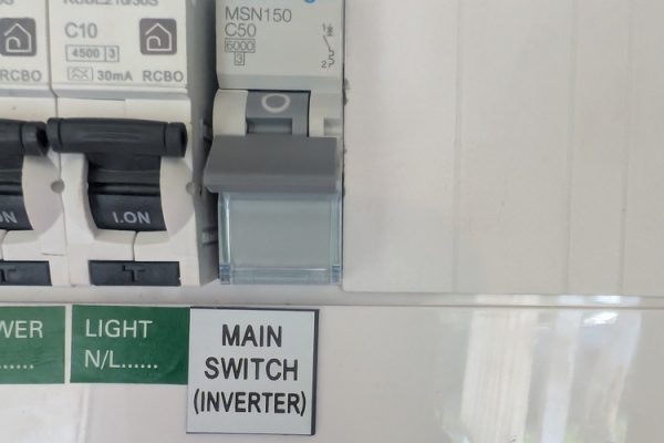 Main switch and inverter circuit in switchboard by Quantum Electrical Services